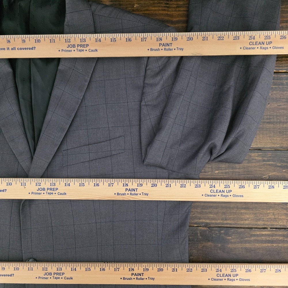 Lineage Performance Mens Sport Coat Blazer Premium Gray Plaid Herringbone 44L - Picture 3 of 16